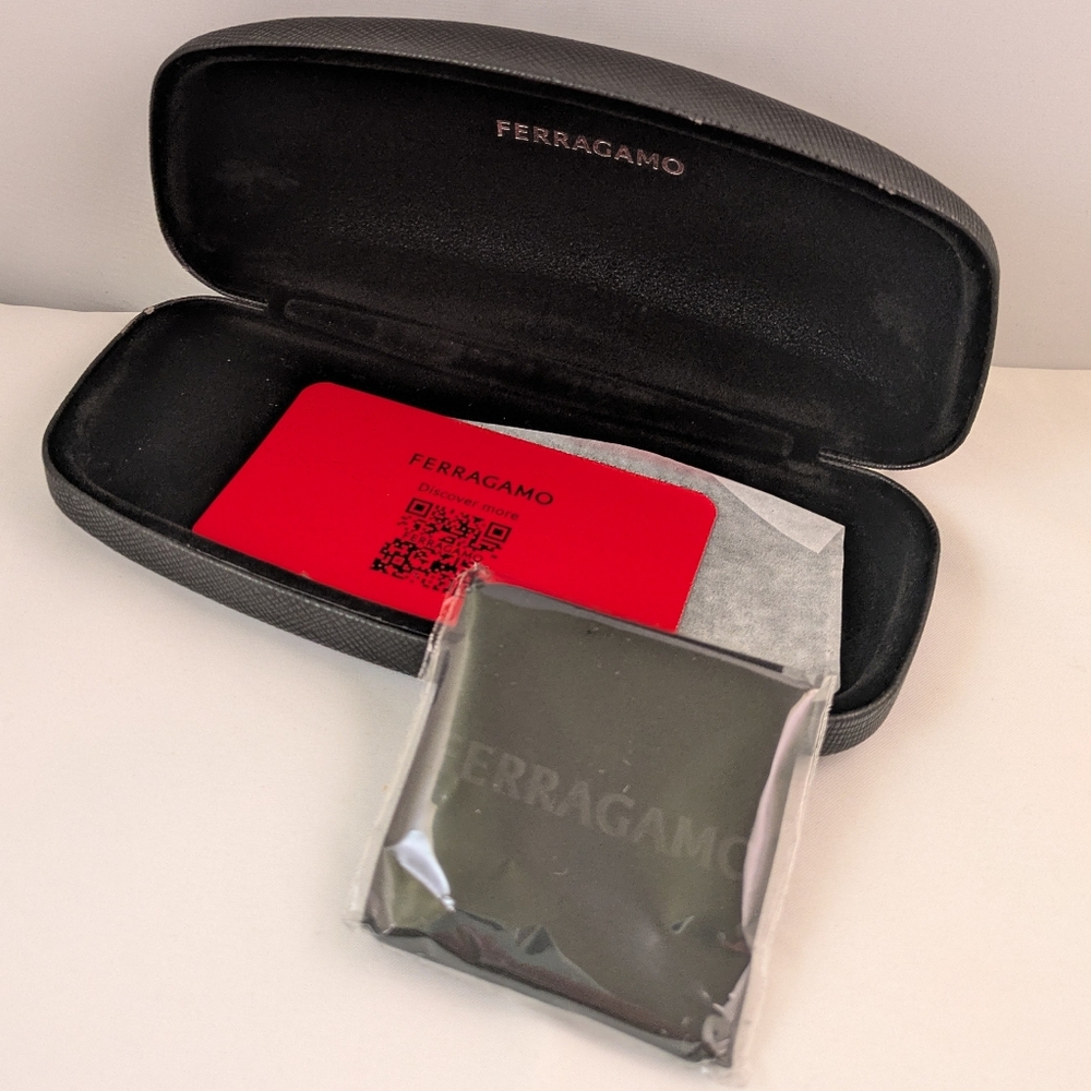 🆕 Ferragamo Eyeglass Sunglass Black Case with Cleaning Cloth